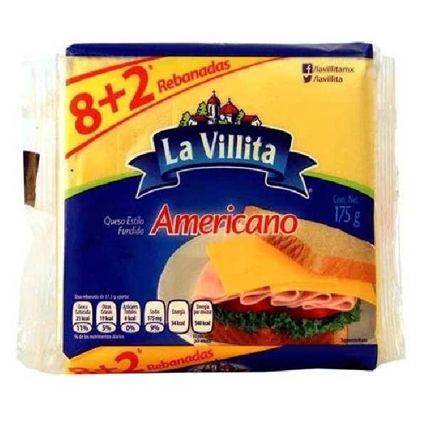 PAQUETE DE QUESO AMERICANO LA VILLITA - 175G